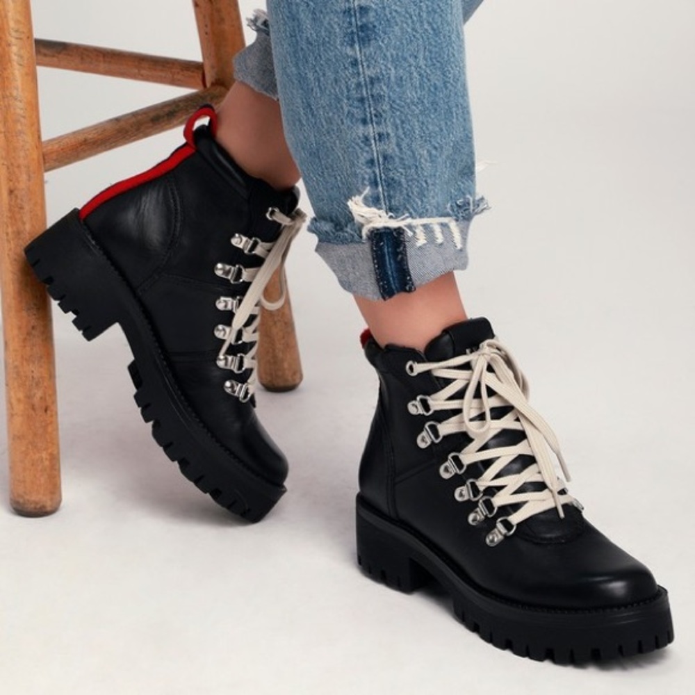Steve Madden Bam Boots Black with White Laces